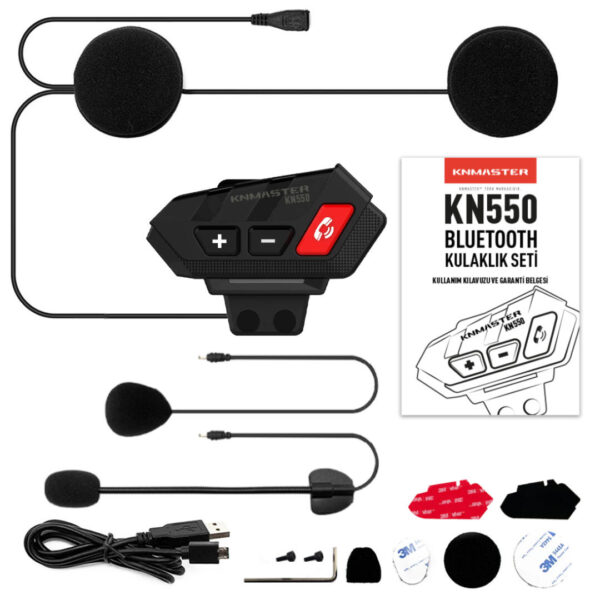 Knmaster KN550 Motosiklet Bluetooth Kulaklık Mikrofon Seti - Görsel 2
