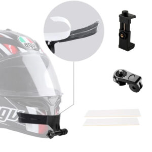 Motosiklet Kask Çene Yapıştırıcılı Telefon Ve Aksiyon Kamera Tutucu Full Set