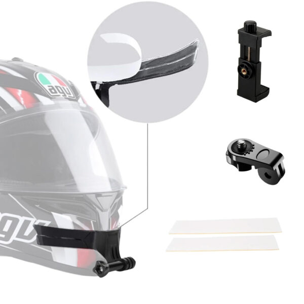 Motosiklet Kask Çene Yapıştırıcılı Telefon Ve Aksiyon Kamera Tutucu Full Set