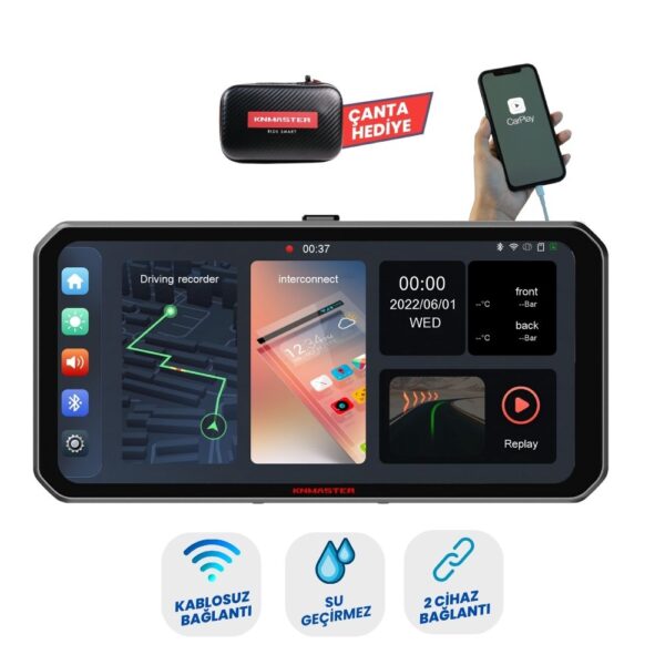 KNMASTER MOTOPLAY 1000 – 6.25” Kablosuz CarPlay & Android Auto Destekli Motosiklet Multimedya Ekranı - Görsel 2