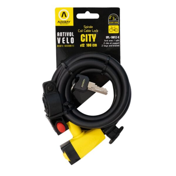 AUVRAY Motosiklet ve Bisiklet Kilidi – Spiral City D12 180 Cm
