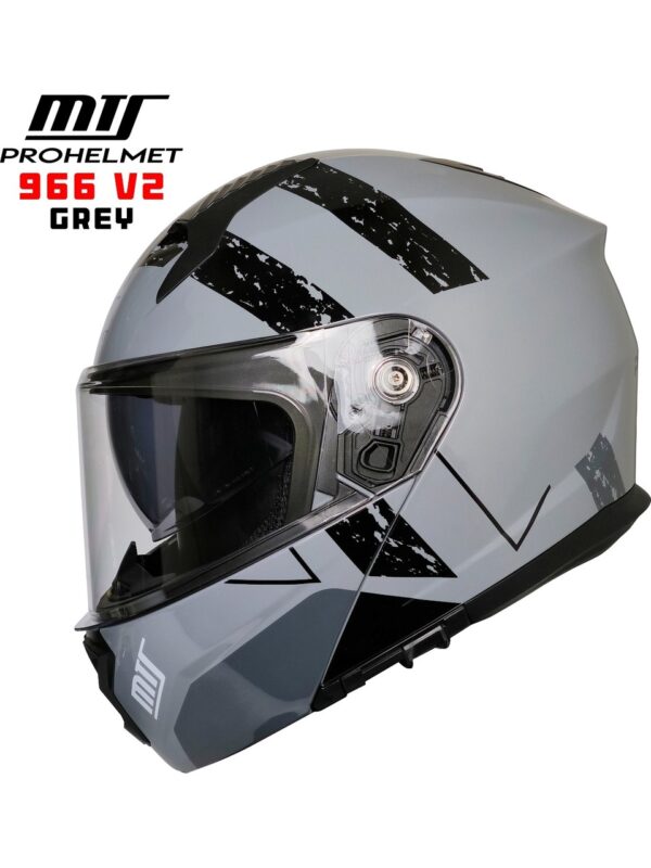 MTS 966 V2 ÇENE AÇILIR KASK GRİ