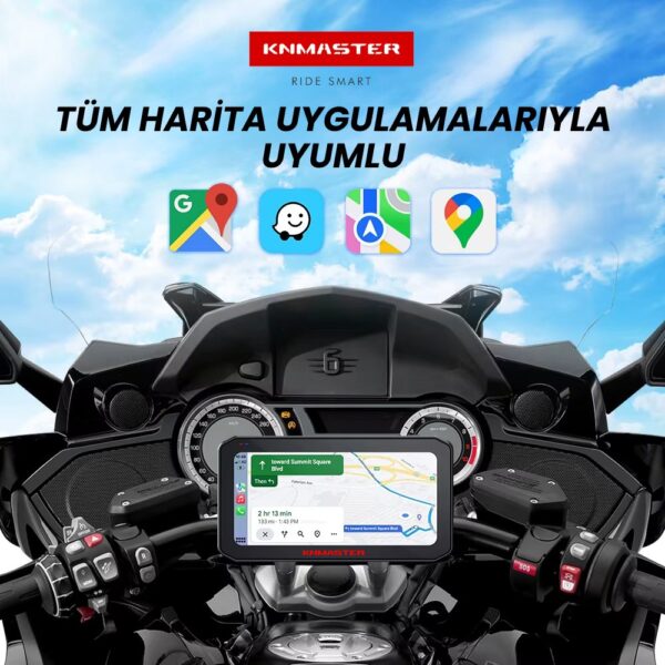 KNMASTER MOTOPLAY 2000 – 6.25” 2K Çift Kameralı Kablosuz CarPlay & Android Auto Destekli Motosiklet Multimedya Ekranı - Görsel 2