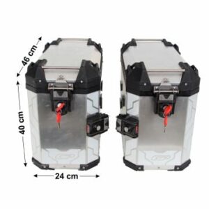 GP Kompozit Universal 40 lt x 2 Alüminyum Motosiklet Yan Çanta Seti (Gri)
