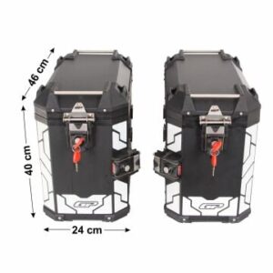 GP Kompozit Universal 40 lt x 2 Alüminyum Motosiklet Yan Çanta Seti (Siyah)