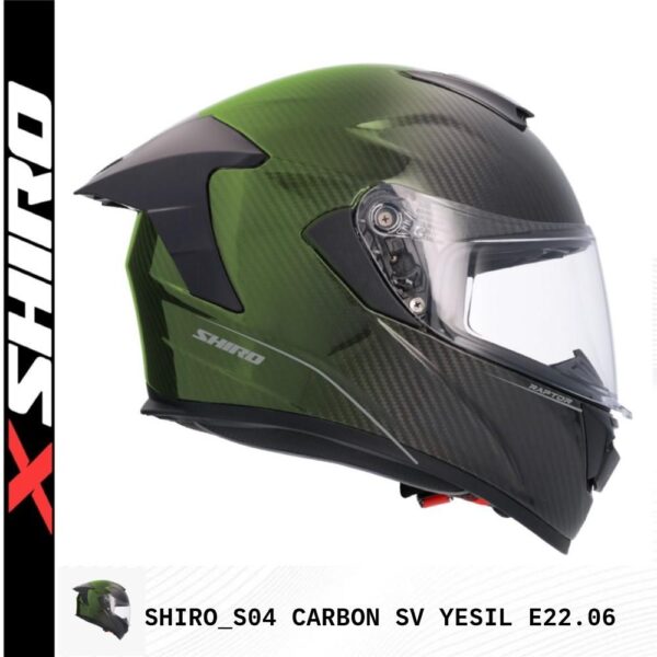 SHIRO KASK FULL CARBON SİYAH-YEŞİL